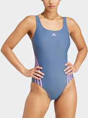 adidas Blue 3 Stripe Swimsuit - Image 2 of 7