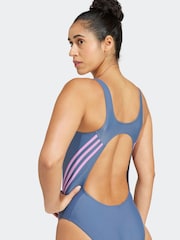 adidas Blue 3 Stripe Swimsuit - Image 6 of 7