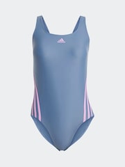 adidas Blue 3 Stripe Swimsuit - Image 7 of 7