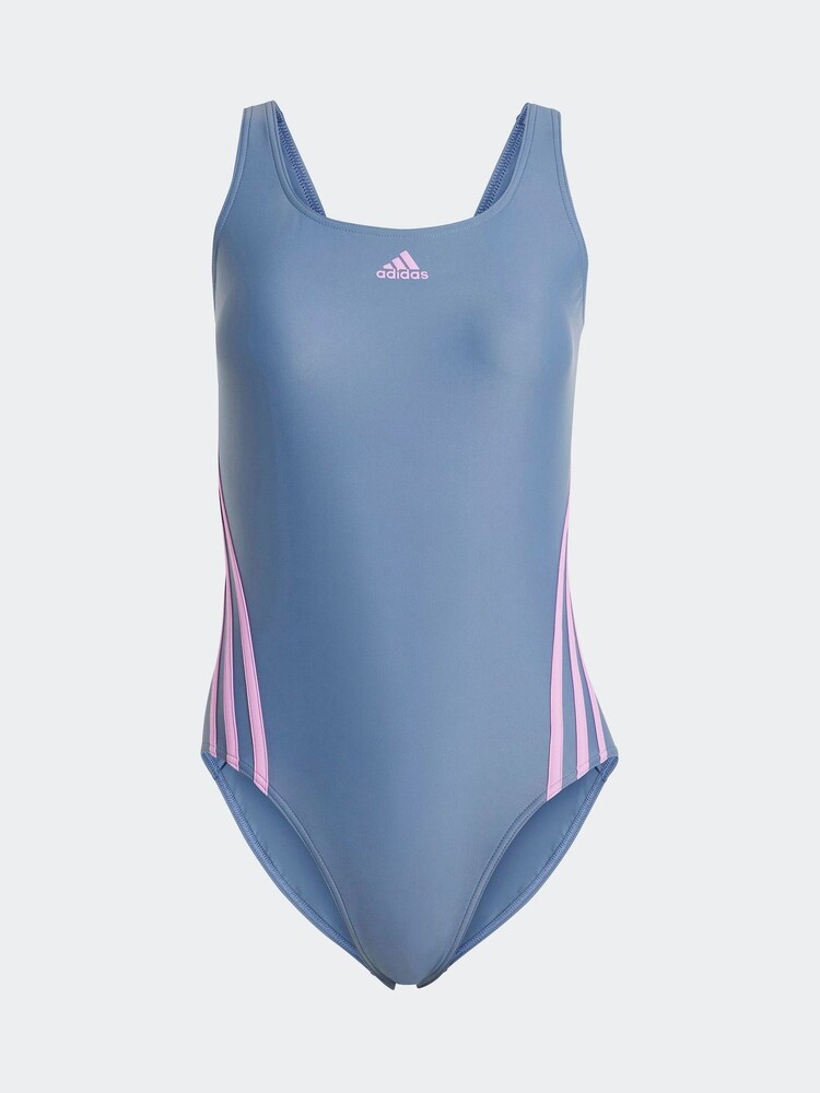 adidas Blue 3 Stripe Swimsuit - Image 7 of 7