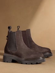 Russell & Bromley Brown Suede Mystic Chunky Chelsea Ankle Boots - Image 1 of 7