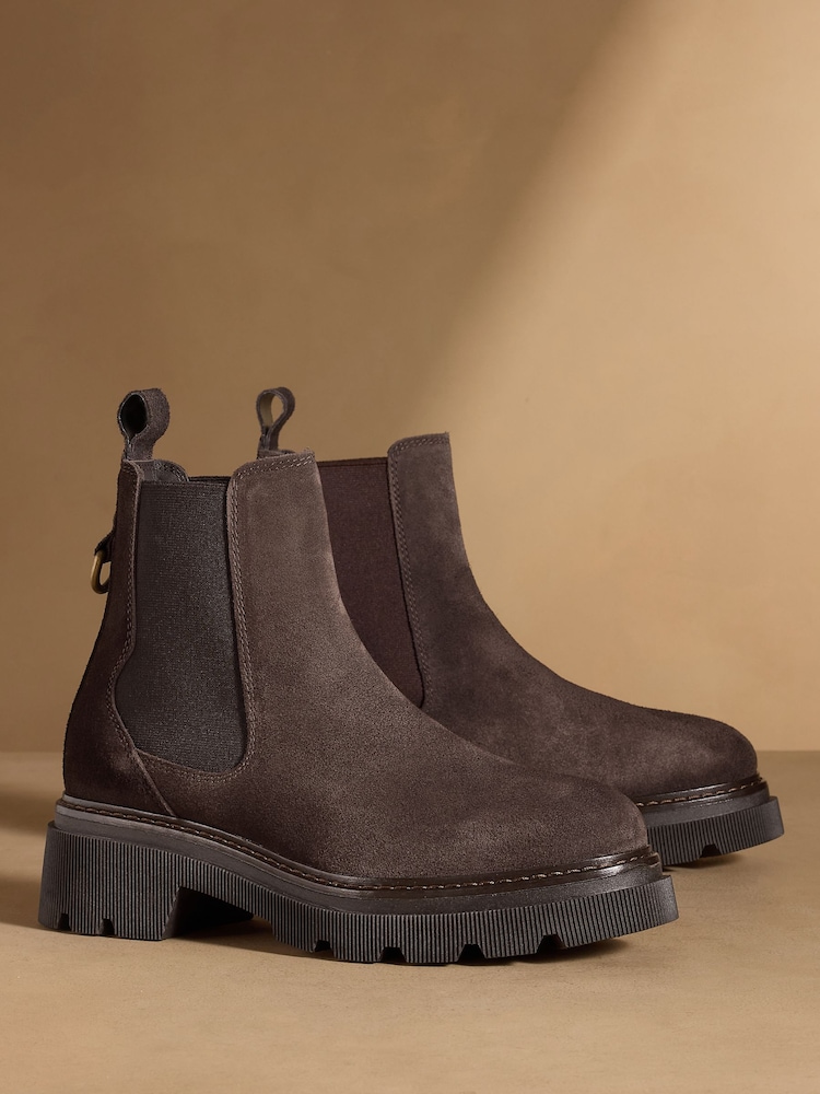 Russell & Bromley Brown Suede Mystic Chunky Chelsea Ankle Boots - Image 1 of 7 Russell & Bromley Brown Suede Mystic Chunky Chelsea Ankle Boots - Image 1 of 7