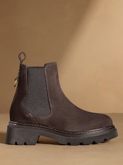 Russell & Bromley Brown Suede Mystic Chunky Chelsea Ankle Boots - Image 2 of 7