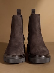 Russell & Bromley Brown Suede Mystic Chunky Chelsea Ankle Boots - Image 3 of 7