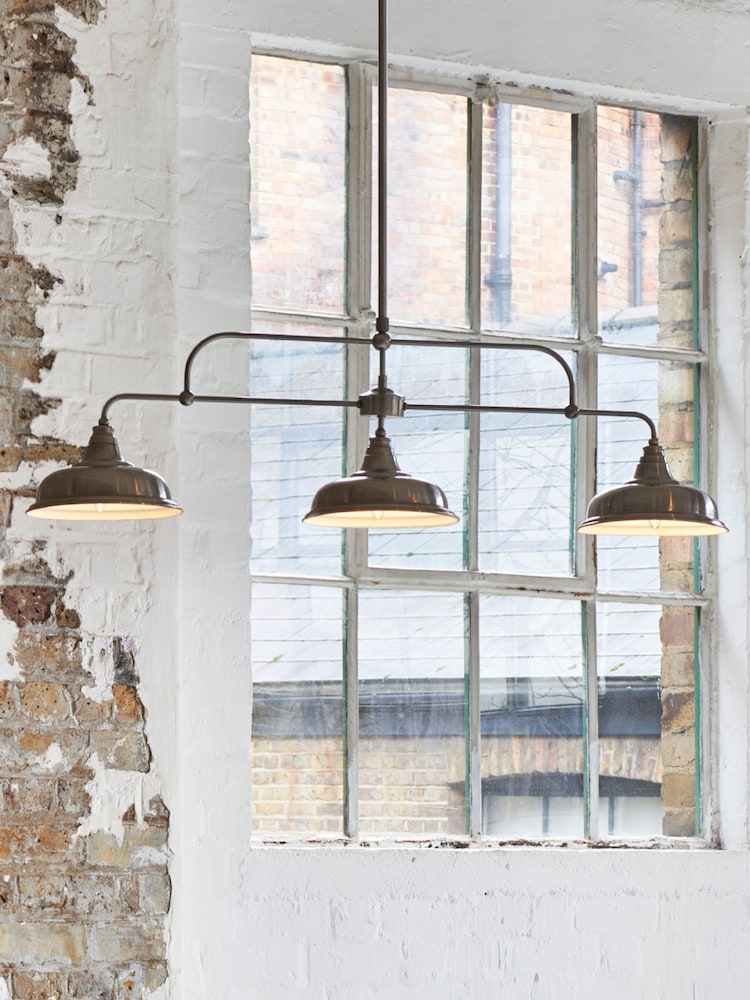 Pewter Grey Oxford 3 Light Linear Pendant - Image 1 of 8