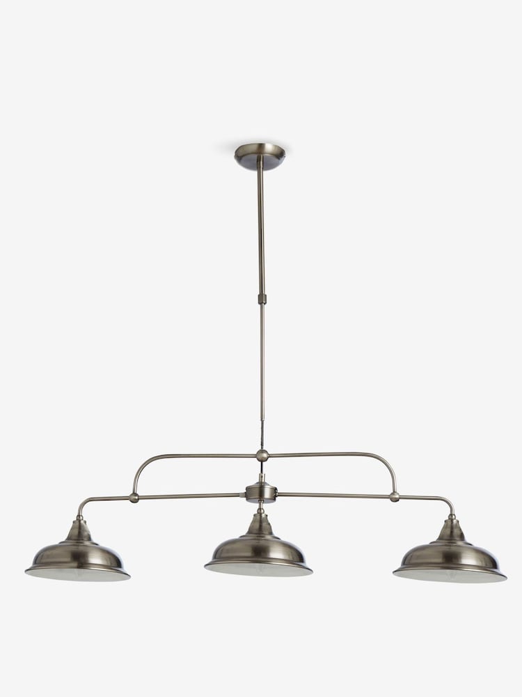 Pewter Grey Oxford 3 Light Linear Pendant - Image 2 of 8