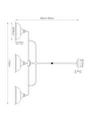 Pewter Grey Oxford 3 Light Linear Pendant - Image 8 of 8