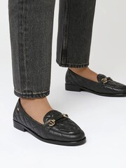 Dune London Black Games Quilted Snaffle Loafers - Image 1 of 5