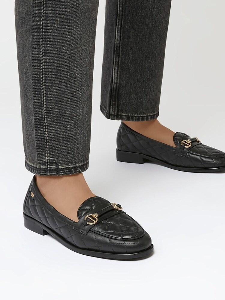 Dune London Black Games Quilted Snaffle Loafers - Image 1 of 5