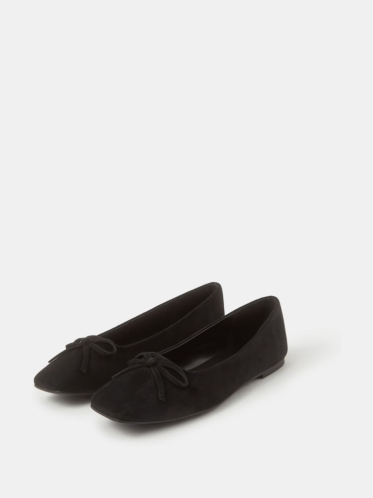Accessorize Black Faux Suede Ballet Flats - Image 1 of 2