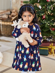 JoJo Maman Bébé Navy Girls' Gonks With Pet In Pocket Sweat Dress - Image 2 of 6