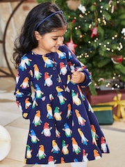JoJo Maman Bébé Navy Girls' Gonks With Pet In Pocket Sweat Dress - Image 3 of 6
