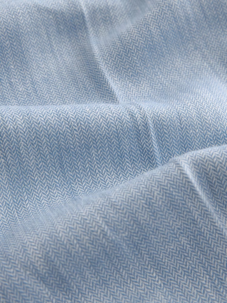 Blue Textured Linen Wide Leg Trousers - Image 6 of 6