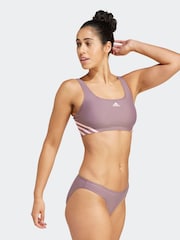adidas Purple 3 Stripe Sporty Bikini Bottoms - Image 4 of 9