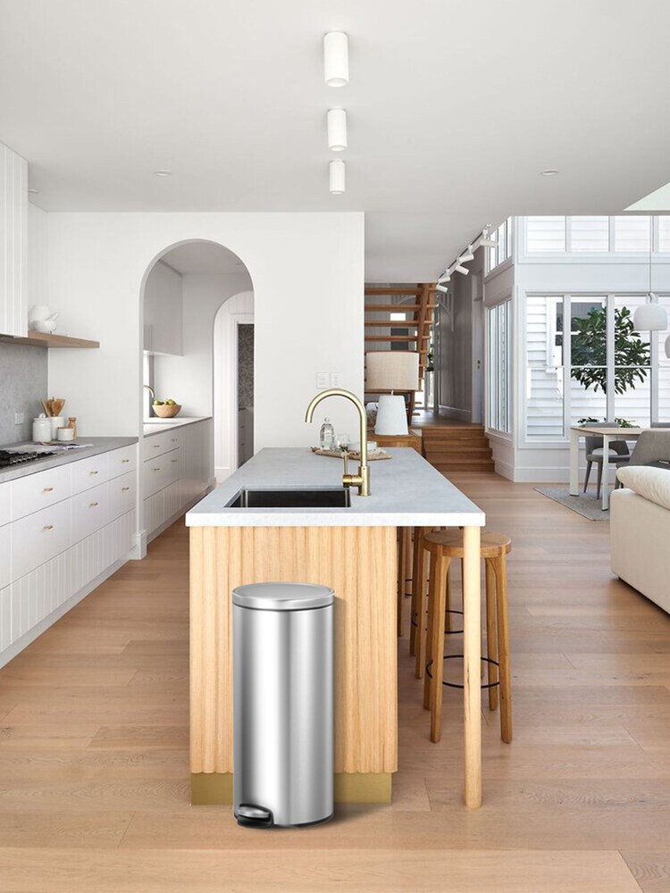 Eko Silver Eva Kitchen Pedal Bin, 30 Litres, Stainless Steel Kitchen 30 Litres - Image 1 of 4
