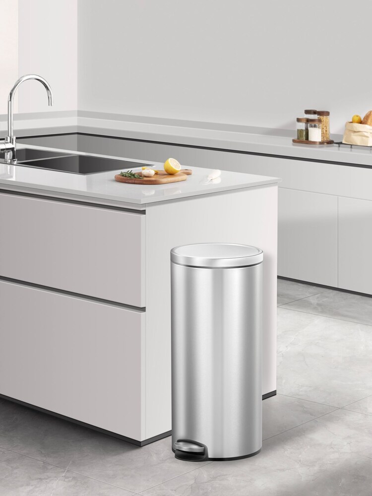 Eko Silver Eva Kitchen Pedal Bin, 30 Litres, Stainless Steel Kitchen 30 Litres - Image 2 of 4
