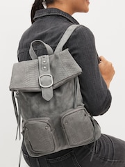 Grey Suede Utility Rucksack - Image 1 of 8