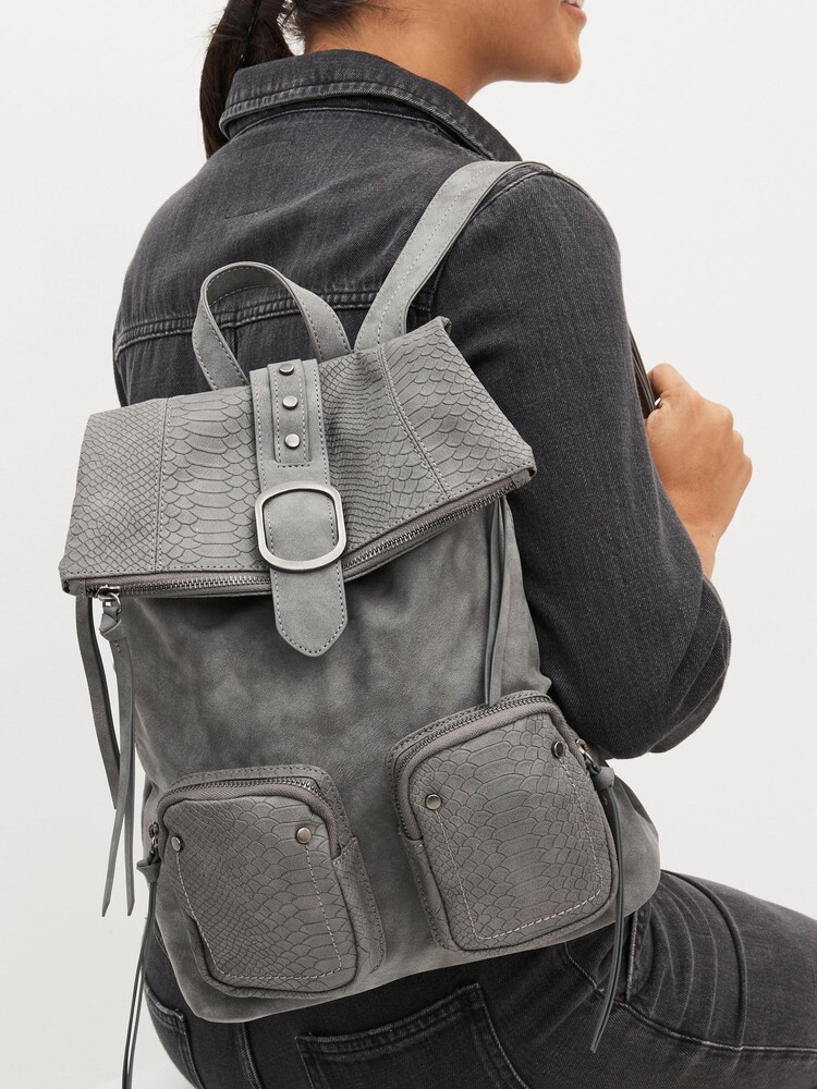 Grey Suede Utility Rucksack - Image 1 of 8