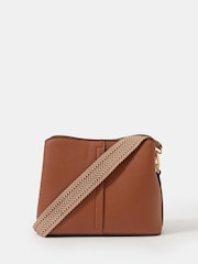 Accessorize Brown Webbing Strap Crossbody Bag - Image 1 of 3