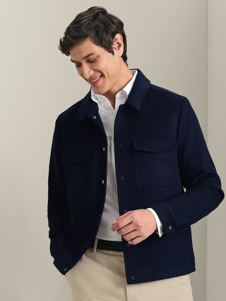 Charles Tyrwhitt Navy Pure Wool Harrington Jacket - صورة 1 من 7