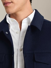 Charles Tyrwhitt Navy Pure Wool Harrington Jacket - صورة 3 من 7