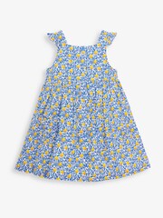 JoJo Maman Bébé White Girls Pretty Lemon Bloom Button Front Dress - Image 1 of 4