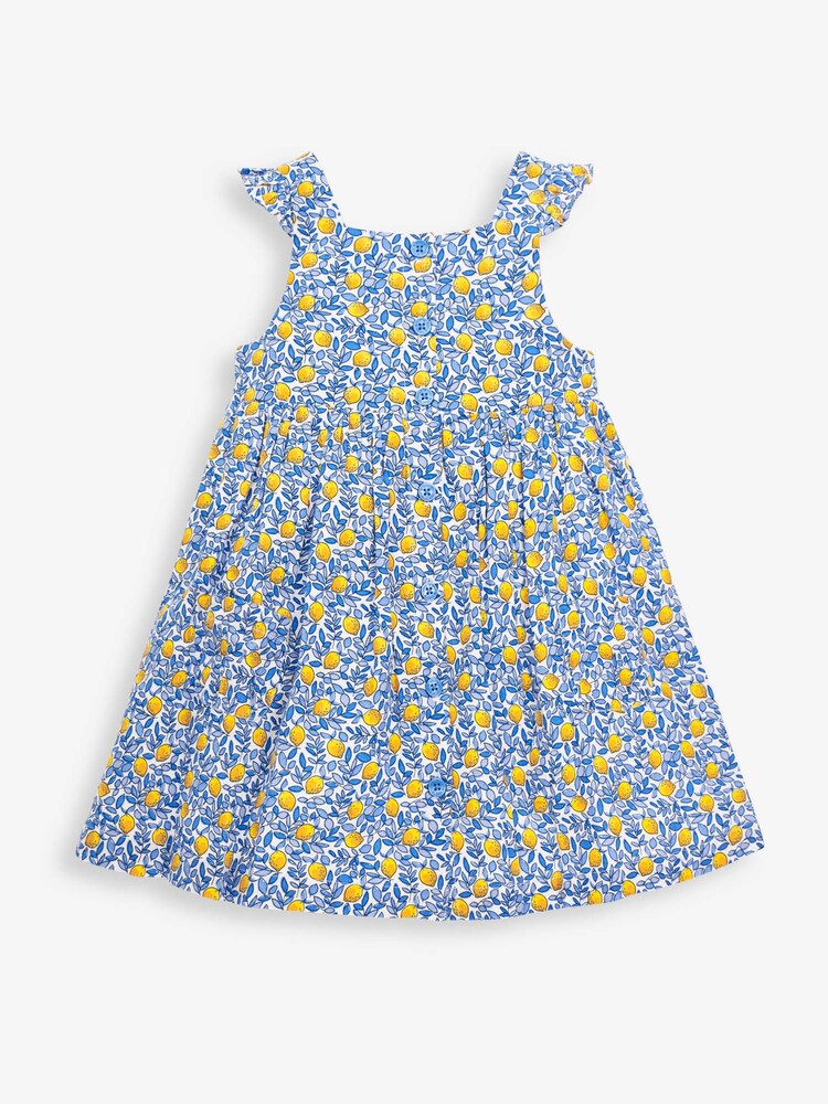 JoJo Maman Bébé White Girls Pretty Lemon Bloom Button Front Dress - Image 1 of 4