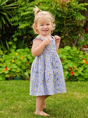 JoJo Maman Bébé White Girls Pretty Lemon Bloom Button Front Dress - Image 3 of 4