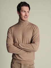 Charles Tyrwhitt Natural Pure Merino Roll Neck Jumper - Image 1 of 6