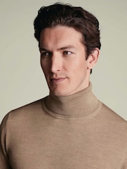 Charles Tyrwhitt Natural Pure Merino Roll Neck Jumper - Image 3 of 6