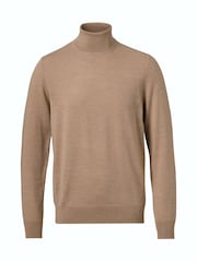 Charles Tyrwhitt Natural Pure Merino Roll Neck Jumper - Image 4 of 6