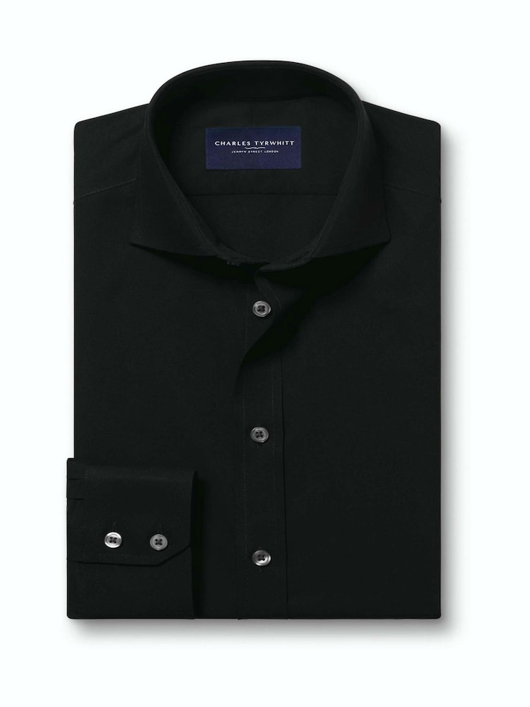 Charles Tyrwhitt Black Button-Down Stretch Washed Oxford Classic Fit Shirt - Image 1 of 2