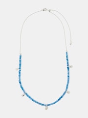 Accessorize Blue Sterling Silver-Plated Teardrop Quartz Necklace - Image 1 of 2