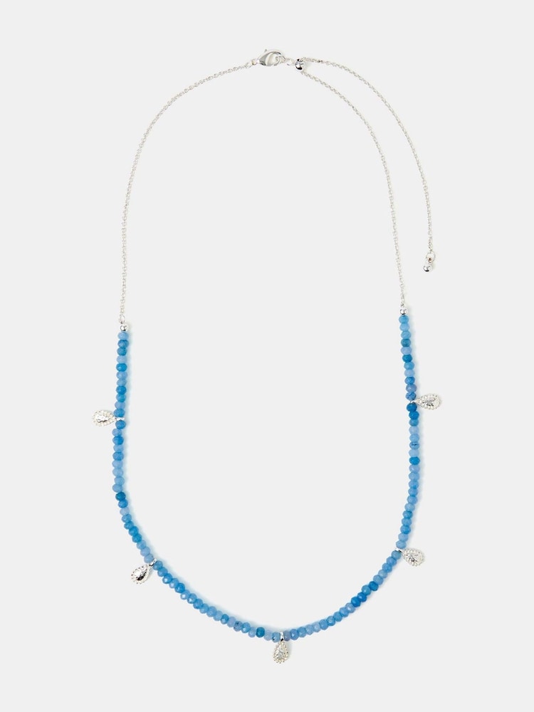 Accessorize Blue Sterling Silver-Plated Teardrop Quartz Necklace - Image 1 of 2