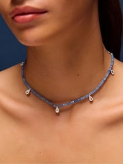 Accessorize Blue Sterling Silver-Plated Teardrop Quartz Necklace - Image 2 of 2