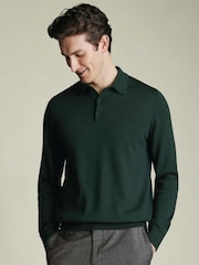 Charles Tyrwhitt Green Pure Merino Polo Neck Jumper - Image 1 of 5