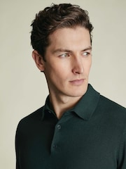 Charles Tyrwhitt Green Pure Merino Polo Neck Jumper - Image 2 of 5