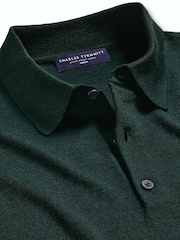 Charles Tyrwhitt Green Pure Merino Polo Neck Jumper - Image 4 of 5