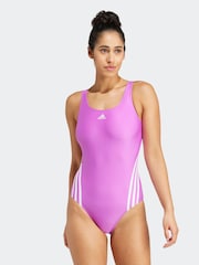 adidas Purple 3 Stripe Swimsuit - Image 1 of 5