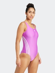 adidas Purple 3 Stripe Swimsuit - Image 3 of 5