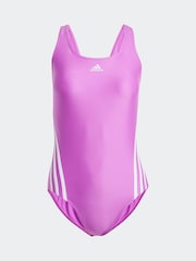 adidas Purple 3 Stripe Swimsuit - Image 5 of 5