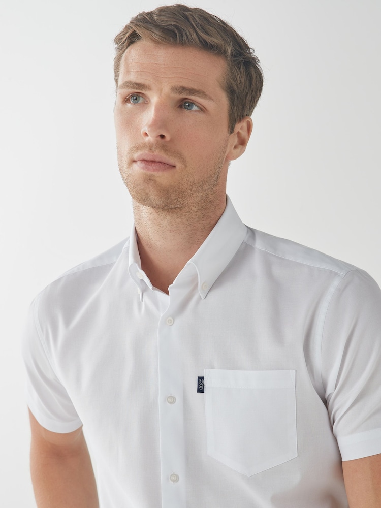 White Regular Fit Easy Iron Button Down Oxford Shirt - Image 2 of 5