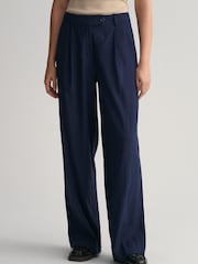 GANT Wide Stretch Linen Trousers - Image 1 of 9