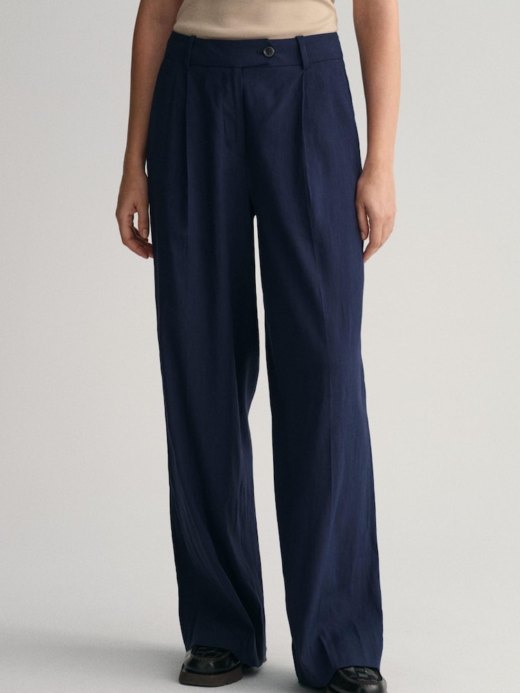GANT Wide Stretch Linen Trousers - Image 1 of 9 GANT Wide Stretch Linen Trousers - Image 1 of 9