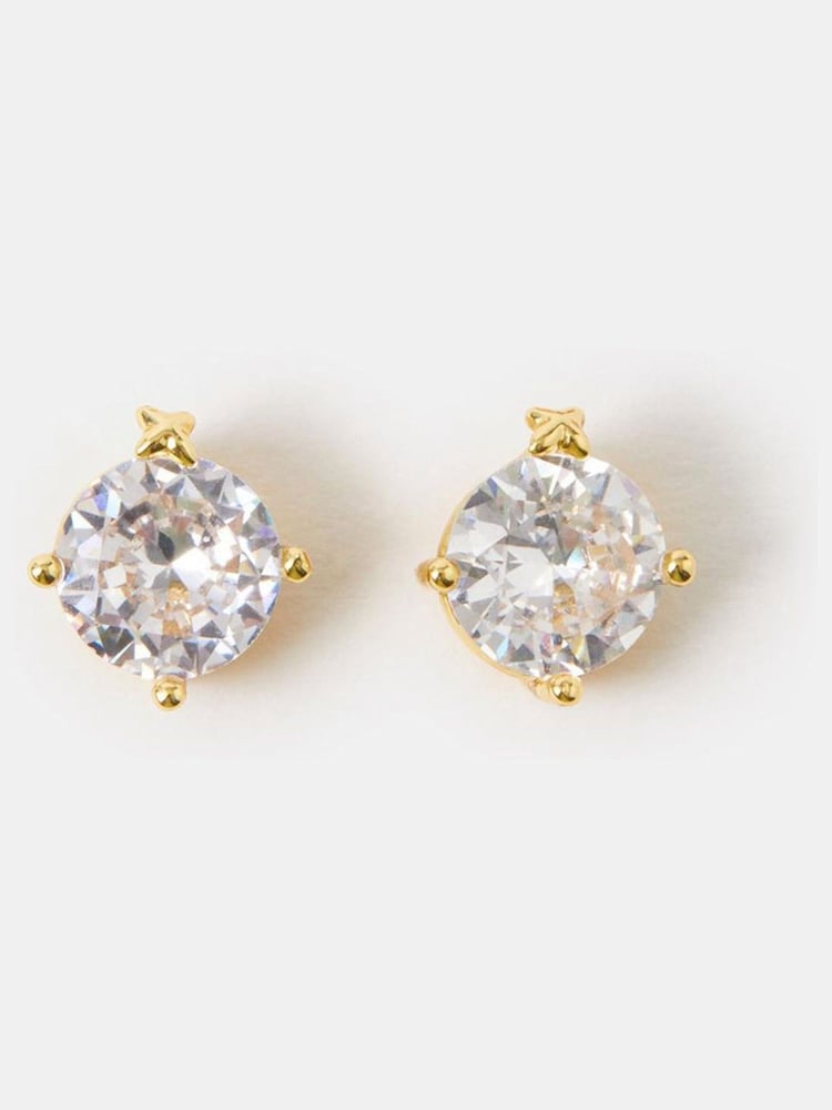 Accessorize Gold Tone 14ct Bling Stud Earrings - Image 1 of 2