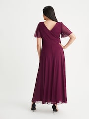 Вино - Платье макси с рукавами клеш Scarlett & Jo Curve - Image 2 of 4