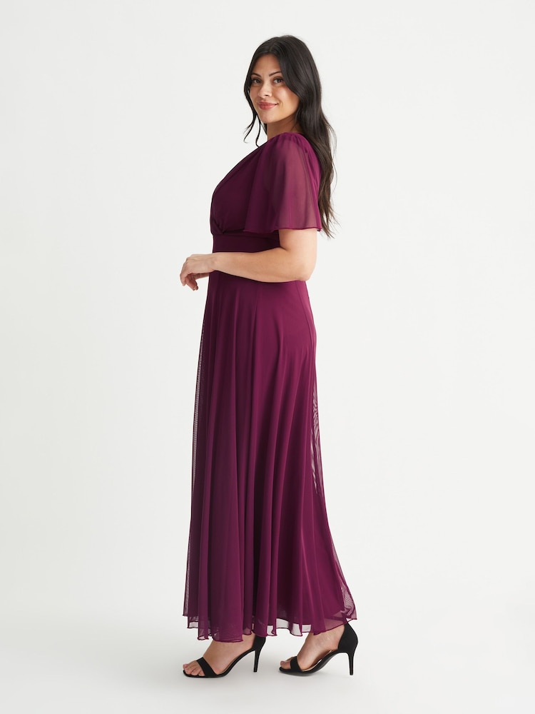 Scarlett & Jo Wine Curve Angel Sleeve Maxi Dress - Image 3 of 4