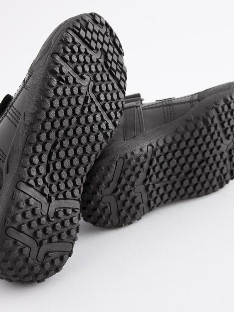 Black Narrow Fit (E) School Leather Double Strap Shoes - Image 8 of 8
