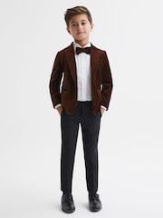 Reiss Chocolate Brown Apsara Slim Fit Velvet Single Breasted Blazer - Image 3 of 6