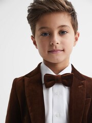 Reiss Chocolate Brown Apsara Slim Fit Velvet Single Breasted Blazer - Image 4 of 6